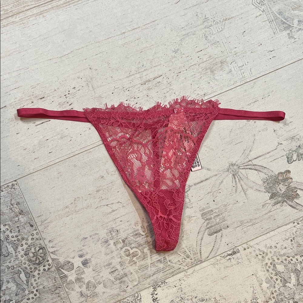 Victoria's Secret Pink Lace V String Thong One Size